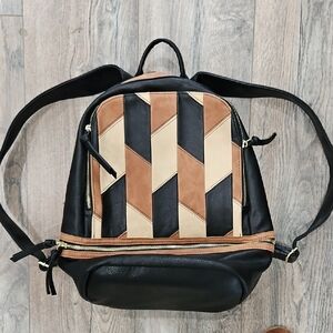 Steve Madden Leather Black and Tan Women's Backpack